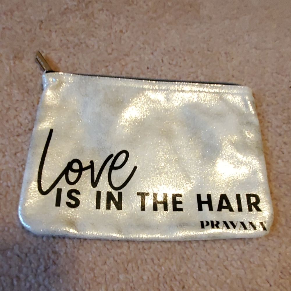 Pravana metallic silver zipper pouch 8"x 6"